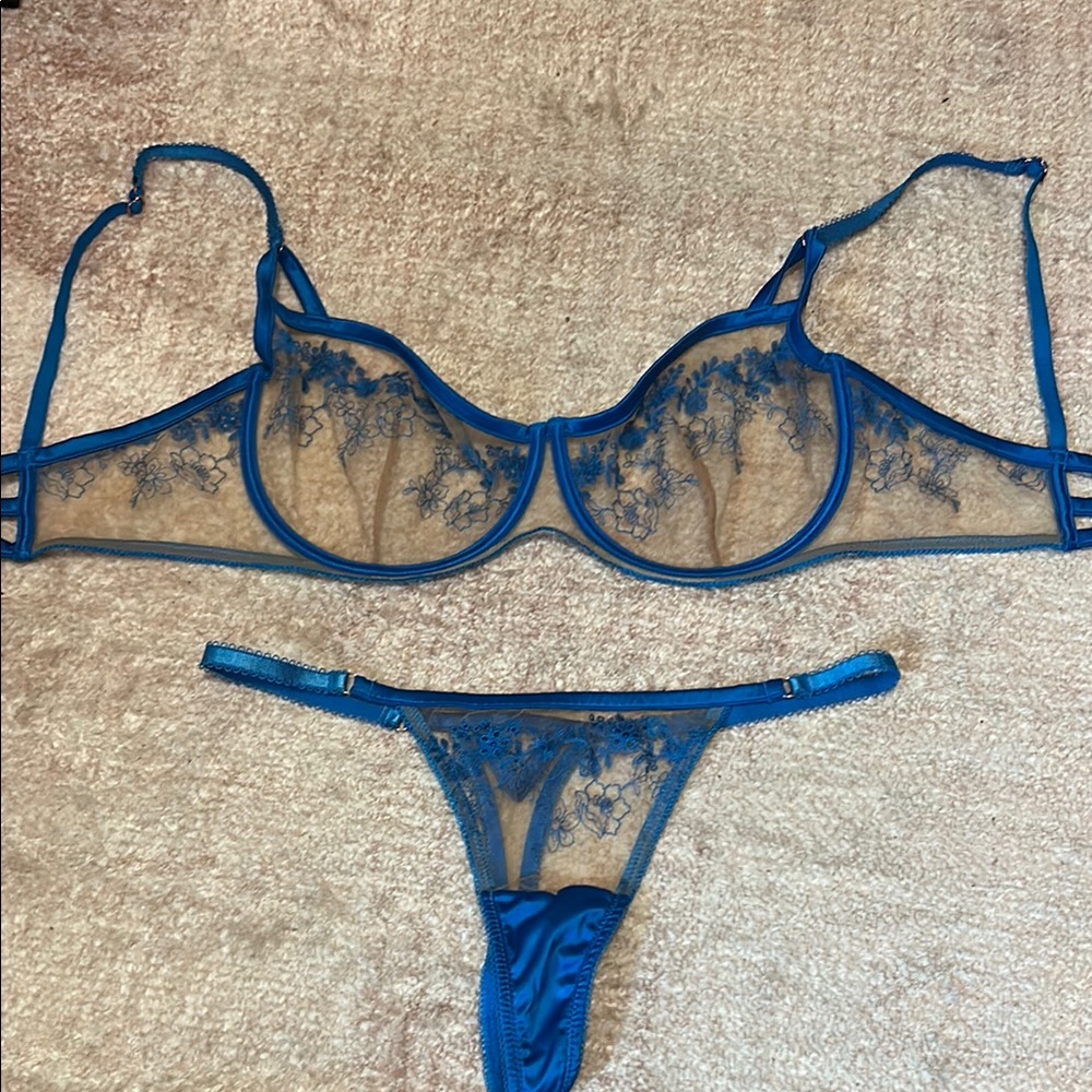 Blue Lace Lingerie Set